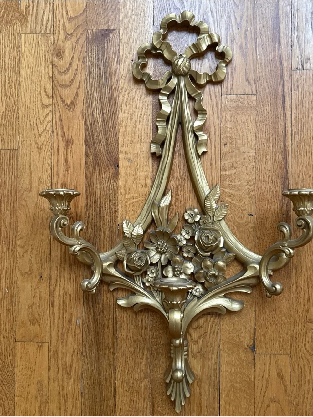 Ornate Gold Floral Wall Sconce - Decorative Home Wall Decor